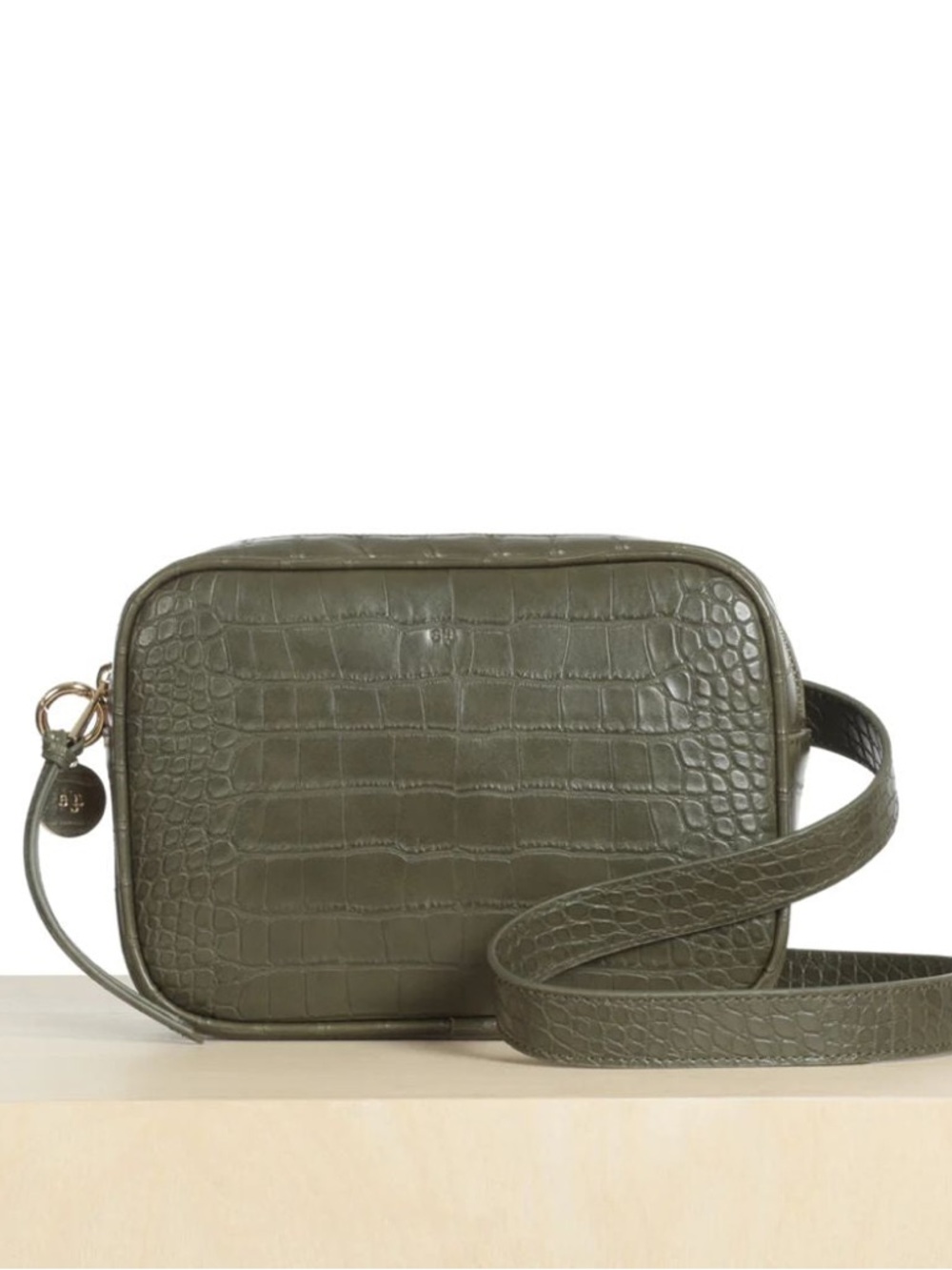 Olive Croc-Embossed Belt Bag